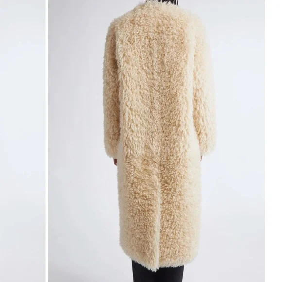 Stand Studio sz 36 4  ivory Carolina Coat faux fur curl nwt - Picture 6 of 11